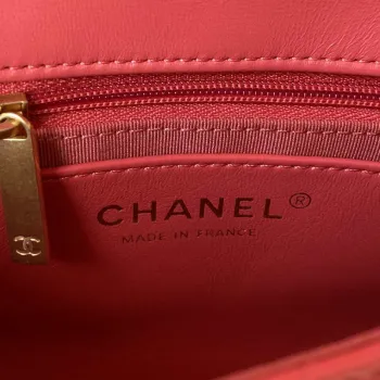 Chanel AS3738 Mini Flap Bag Lambskin Enamel & Gold Tone Metal Red