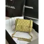 Chanel AS3737 Mini Flap Bag Lambskin Enamel & Gold Tone Metal Yellow