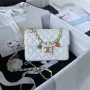 Chanel AS3737 Mini Flap Bag Lambskin Enamel & Gold Tone Metal White
