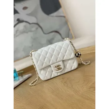 Chanel A35200 Mini Flap Bag 18cm Lambskin White 1115 With Ball