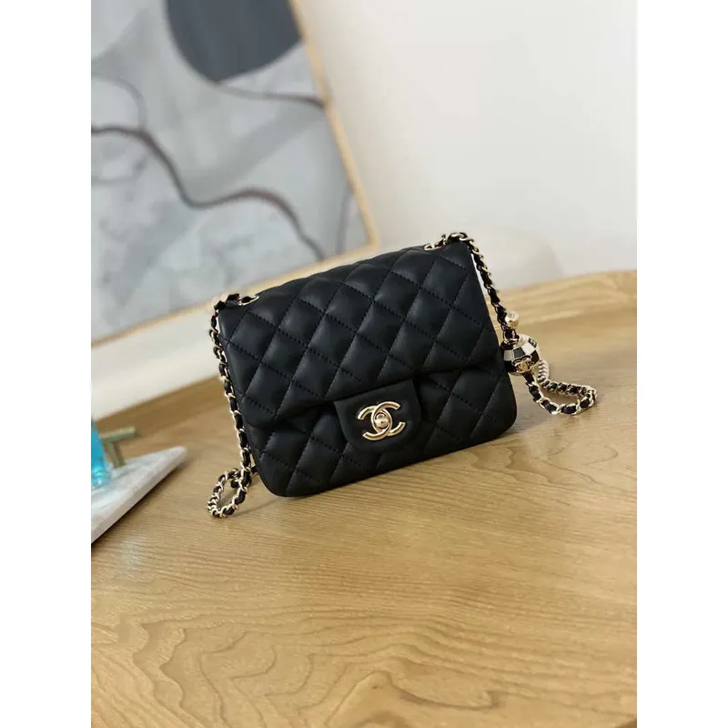 Chanel A35200 Mini Flap Bag 18cm Lambskin Black 1115 With Ball