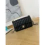 Chanel A01113 Flap Handbag Classic Bag Black Lambskin Gold With Ball