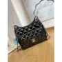 Chanel AS3690 Hobo Handbag Shiny Crumpled Calfskin & Gold Tone Metal Black