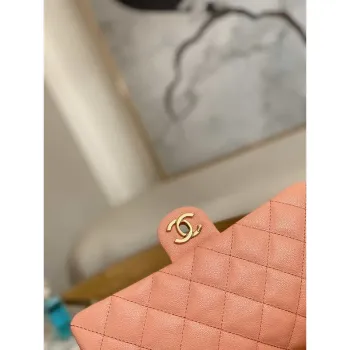 Chanel AS3777 Flap Bag Grained Calfskin & Gold Tone Metal Pink
