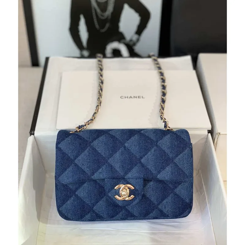 Chanel A69900 Mini Flap Bag Denim Blue 1116 Gold