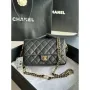 Chanel AS3777 Flap Bag Grained Calfskin & Gold Tone Metal Black