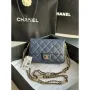 Chanel AS3757 Mini Flap Bag Grained Calfskin & Gold Tone Metal Navy Blue