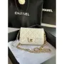 Chanel AS3757 Mini Flap Bag Grained Calfskin & Gold Tone Metal White
