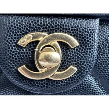 Chanel AS3757 Mini Flap Bag Grained Calfskin & Gold Tone Metal Black