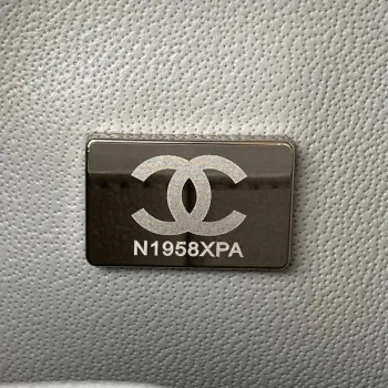 Chanel A01113 Flap Handbag Classic Bag Grained shiny Calfskin Ligth Gray Silver