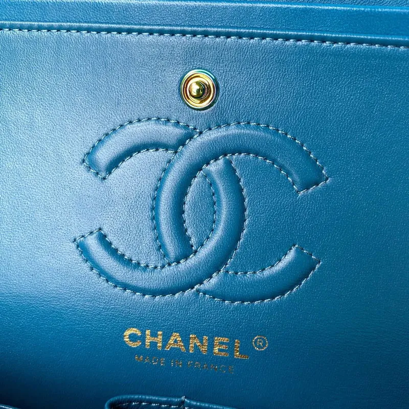 Chanel A01113 Flap Handbag Classic Bag Yellow Lambskin with Blue Hardware