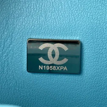 Chanel A01113 Flap Handbag Classic Bag Lake Blue Lambskin Silver