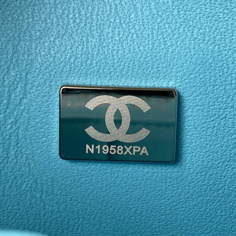 Chanel A01113 Flap Handbag Classic Bag Lake Blue Lambskin Silver