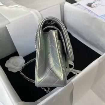 Chanel A01113 Flap Handbag Classic Bag Silver Lambskin silver