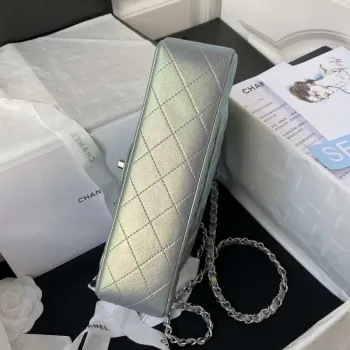 Chanel A01113 Flap Handbag Classic Bag Silver Lambskin silver