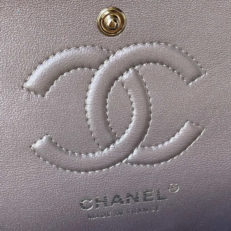 Chanel A01113 Flap Handbag Classic Bag Silver Lambskin silver