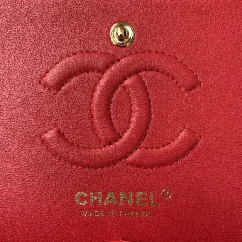 Chanel A01113 Flap Handbag Classic Bag Red Lambskin Gold