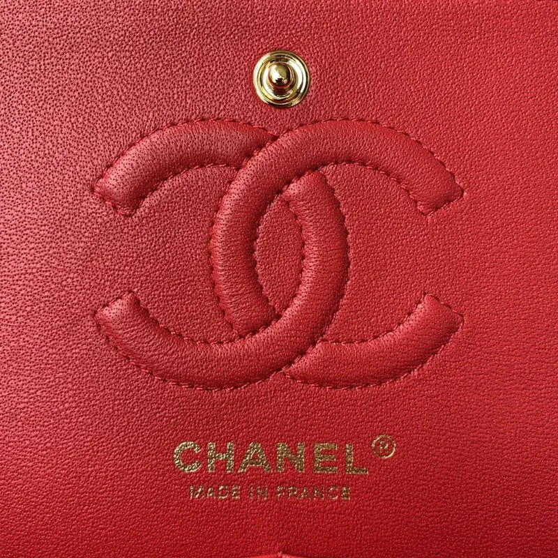 Chanel A01113 Flap Handbag Classic Bag Red Lambskin Gold