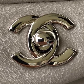 Chanel A01113 Flap Handbag Classic Bag Lambskin Light Gray Silver