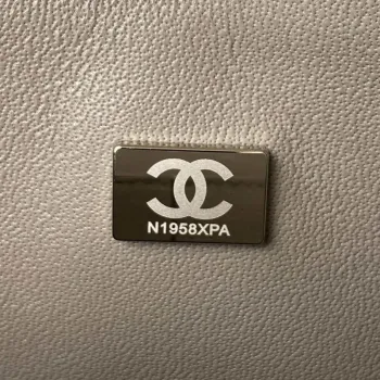 Chanel A01113 Flap Handbag Classic Bag Lambskin Light Gray Silver