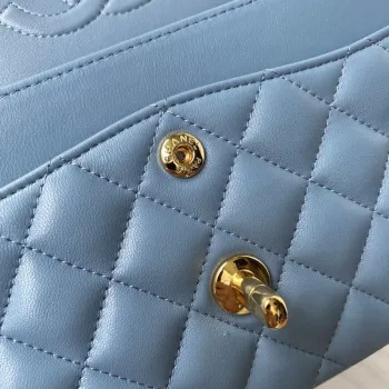 Chanel A01113 Flap Handbag Classic Bag Lambskin Sky Blue Gold