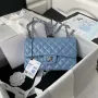 Chanel A01113 Flap Handbag Classic Bag Lambskin Sky Blue Silver