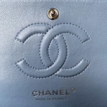 Chanel A01113 Flap Handbag Classic Bag Lambskin Sky Blue Silver