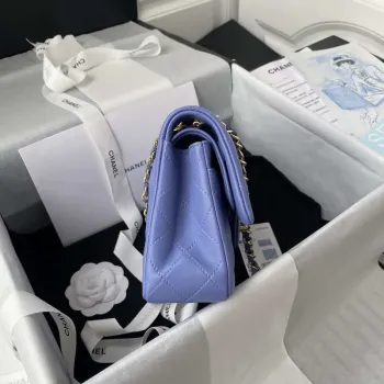 Chanel A01113 Flap Handbag Classic Bag Lambskin Purple Gold