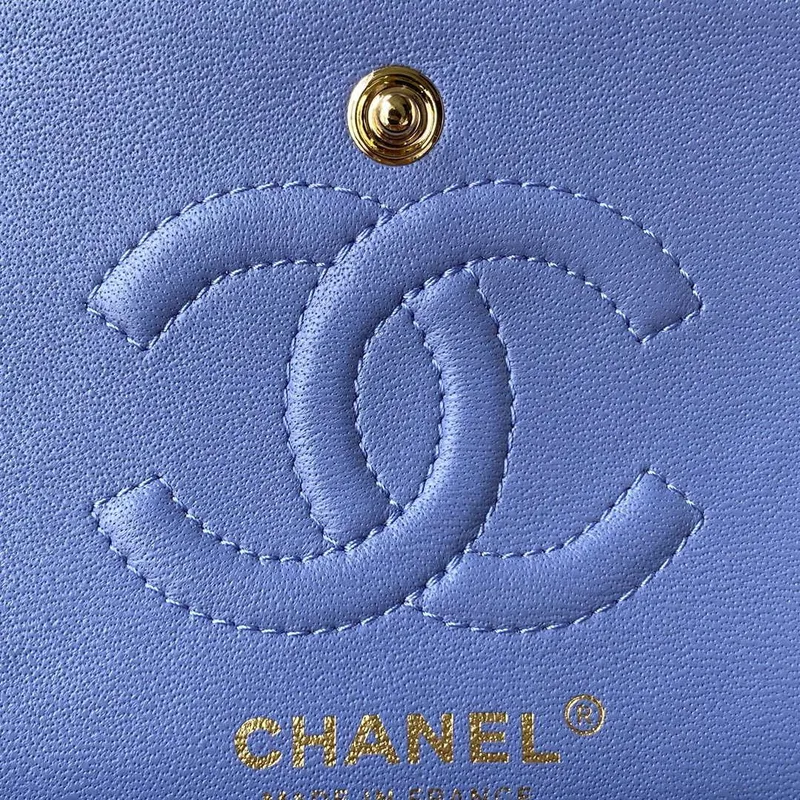 Chanel A01113 Flap Handbag Classic Bag Lambskin Purple Gold