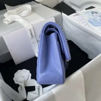 Chanel A01113 Flap Handbag Classic Bag Lambskin Purple Silver