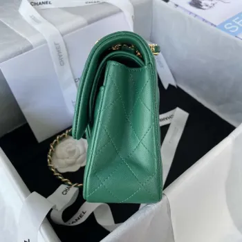 Chanel A01113 Flap Handbag Classic Bag Lambskin Green Gold