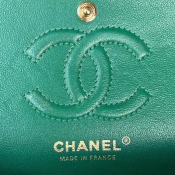 Chanel A01113 Flap Handbag Classic Bag Lambskin Green Gold