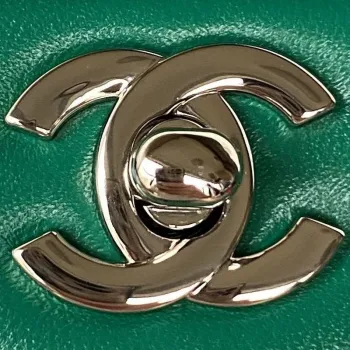 Chanel A01113 Flap Handbag Classic Bag Lambskin Green Silver