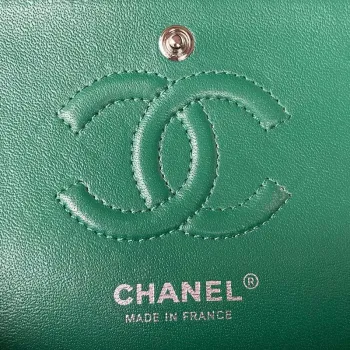 Chanel A01113 Flap Handbag Classic Bag Lambskin Green Silver