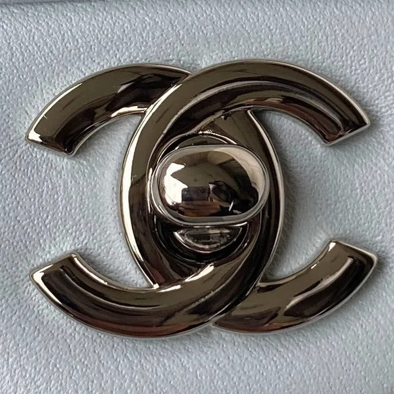 Chanel A01113 Flap Handbag Classic Bag Lambskin Light Blue Silver