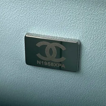 Chanel A01113 Flap Handbag Classic Bag Lambskin Light Blue Silver