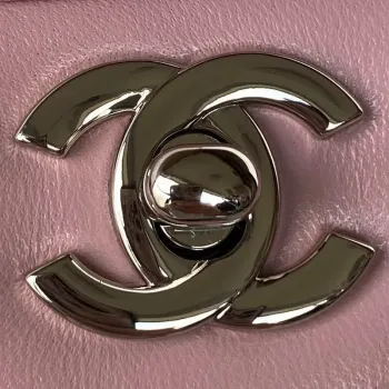 Chanel A01113 Flap Handbag Classic Bag Lambskin Light Pink Silver