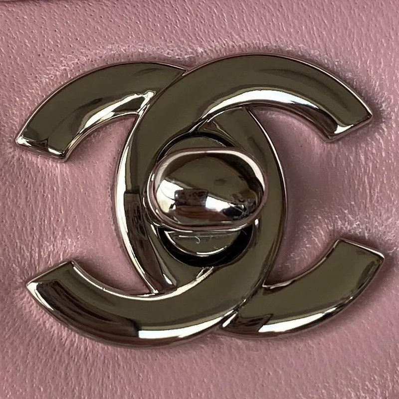 Chanel A01113 Flap Handbag Classic Bag Lambskin Light Pink Silver