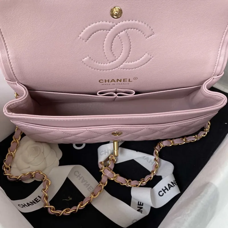Chanel A01113 Flap Handbag Classic Bag Lambskin Light Pink Gold