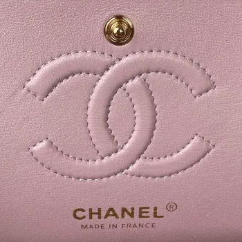 Chanel A01113 Flap Handbag Classic Bag Lambskin Light Pink Gold