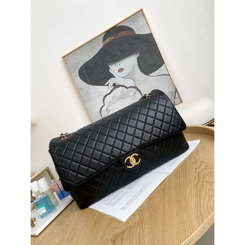 Chanel A91169 Flap Travel Bag Airport Series A94305 caviar calfskin Black Gold