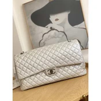 Chanel A91169 Flap Travel Bag Airport Series A94305 caviar calfskin Silver White