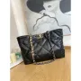 Chanel 19 Shopping Bag Shiny Lambskin AS3660 Gold Tone  Silver Tone & Ruthenium Finish Metal Black
