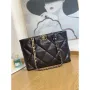 Chanel 19 Shopping Bag Shiny Lambskin AS3660 Gold Tone  Silver Tone & Ruthenium Finish Metal Dark Brown