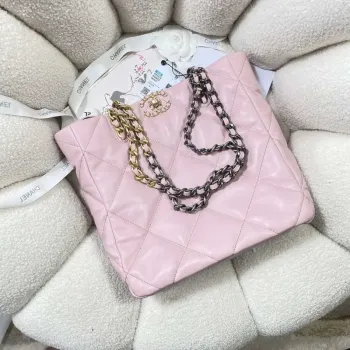 Chanel AS3519 CHANEL19 Shopping Bag Shiny Lambskin Pink