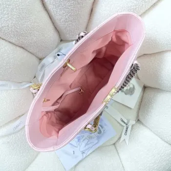 Chanel AS3519 CHANEL19 Shopping Bag Shiny Lambskin Pink