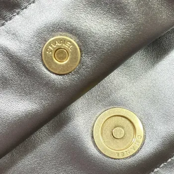 Chanel 22 Small Handbag Shiny Calfskin AS3260 Gray Silver