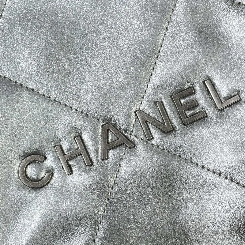 Chanel 22 Small Handbag Shiny Calfskin AS3260 Silver
