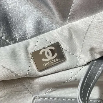Chanel 22 Small Handbag Shiny Calfskin AS3260 Silver