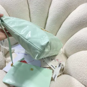 Chanel 22 Small Handbag Shiny Calfskin AS3260 Mint Green